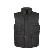 TOP VEST BASIC bélelt mellény, 80% poliészter, 20% pamut, multifunkciós zsebek, fekete, XL