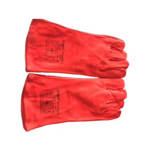 TOP WELDING-R Base bélelt hegesztőkesztyű, erős marhabőr, piros, 10