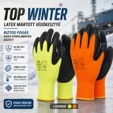 Kesztyű latex mártott kevertszálas TOP WINTER O, narancs/fekete, XXL
