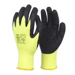   Kesztyű latex mártott kevertszálas TOP WINTER Y, sárga/fekete, L