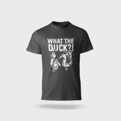   Póló kereknyakú What The Duck felirattal, 100% pamut 190g/m2, szürke, S