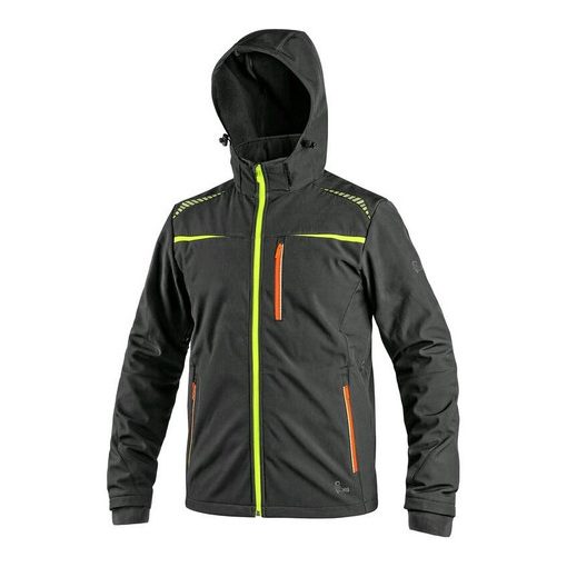 NORFOLK 123010981696-2XL SOFTSHELL KABÁT, FEKETE/HV SÁRGA, NARANCSSÁRGA